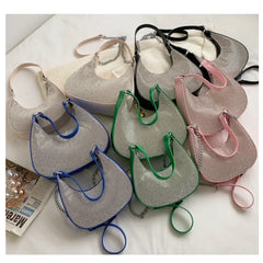 High Chain Crossbody Bag Women Diamonds Handbags Leather Top-Handle