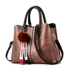 High Women Bag Plush Ball PU Large Tote Famous Shoulder Bag