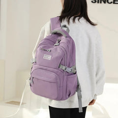 Lady Backpack Nylon Female Waterproof Purple College Backpack Women Laptop Bag