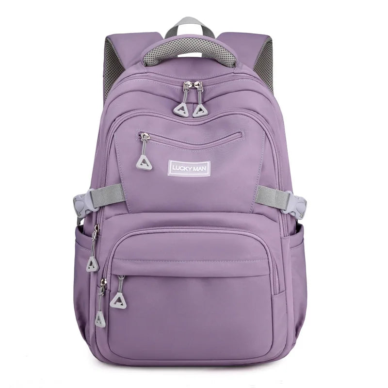 Lady Backpack Nylon Female Waterproof Purple College Backpack Women Laptop Bag