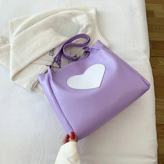 Love Heart Shoulder Bag for Women Casual Large Capacity Ladies Tote Bag