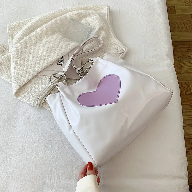 Love Heart Shoulder Bag for Women Casual Large Capacity Ladies Tote Bag