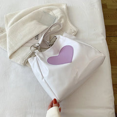 Love Heart Shoulder Bag for Women Casual Large Capacity Ladies Tote Bag