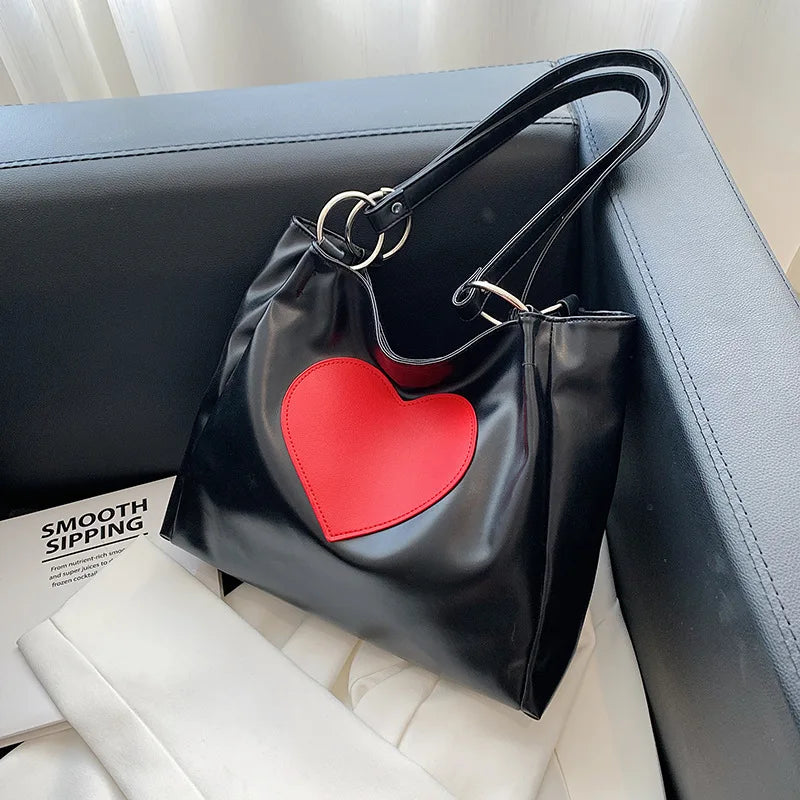 Love Heart Shoulder Bag for Women Casual Large Capacity Ladies Tote Bag