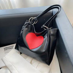Love Heart Shoulder Bag for Women Casual Large Capacity Ladies Tote Bag