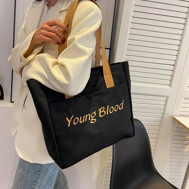 Women Shoulder Bag Letter Travel Tote Shopper Large Capacity Shopping Bag