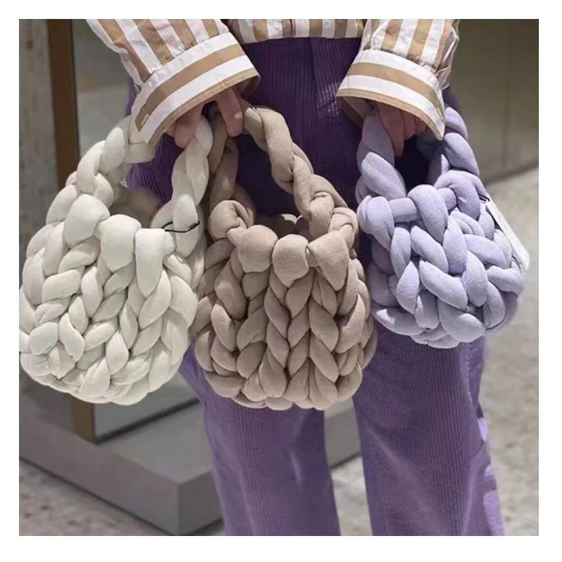 Manual Woven Bag Knitted Bucket Tote Women Clutches