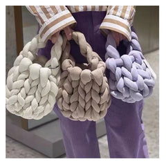 Manual Woven Bag Knitted Bucket Tote Women Clutches