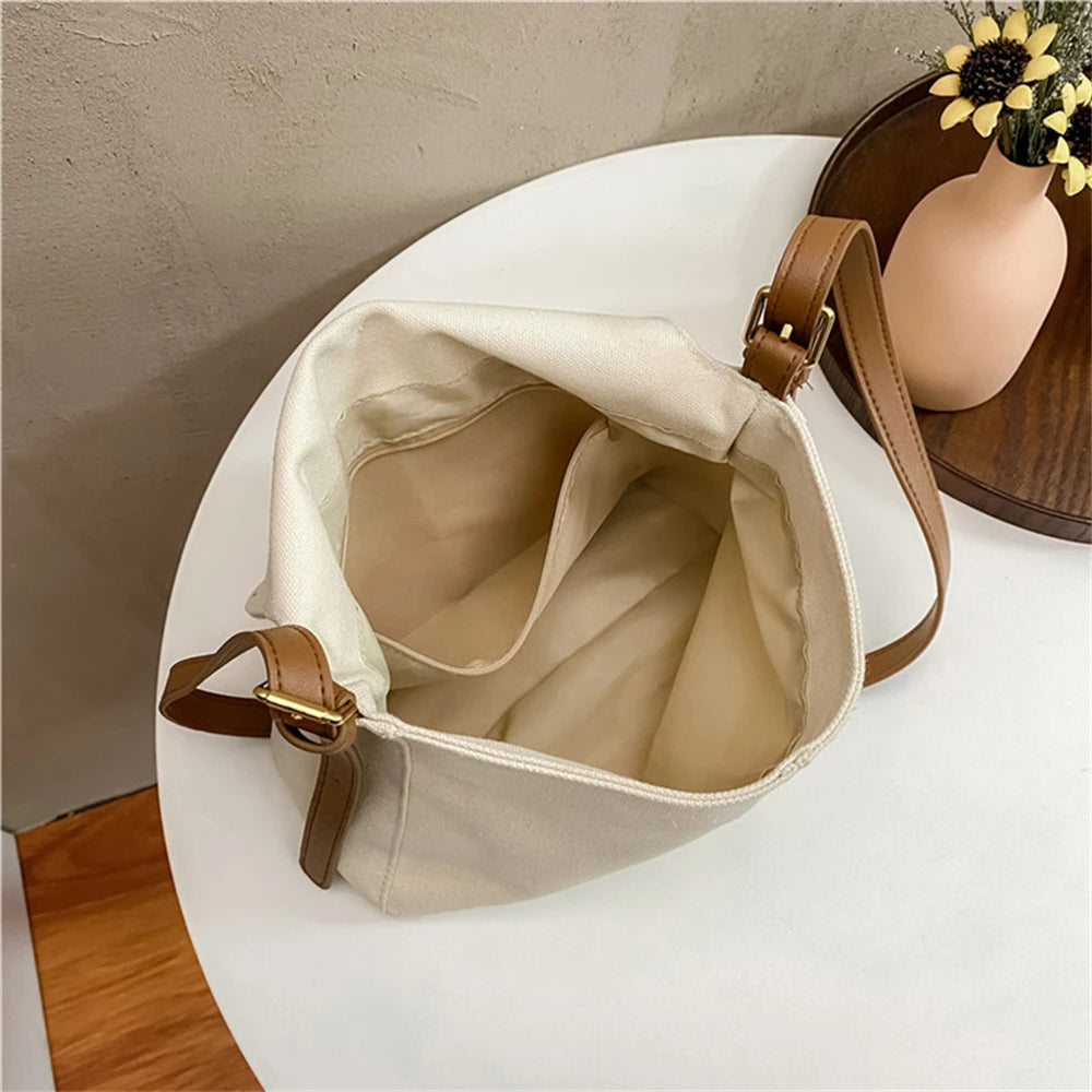 Panelled High Canvas Women Messenger Shoulder Bag