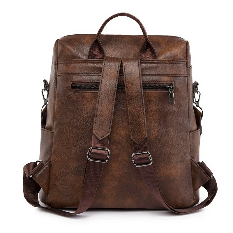 Travel Women Double Strap Bags PU Leather Girl Backpack Schoolbags Shopping