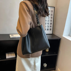 Women Shoulder Bags Tote Chain Strap Big Pockets PU Leather