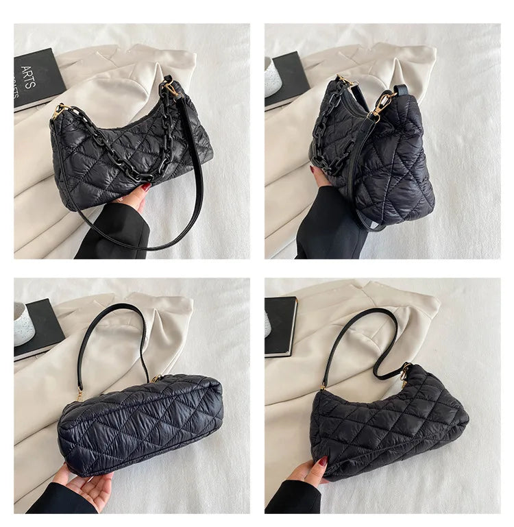 Thick Chain Oxford Cloth Shoulder Bag for Women
