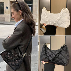 Thick Chain Oxford Cloth Shoulder Bag for Women