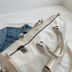 PU Women's Leather Large Duffle Travel Bag Organizer Sports Gym Bags