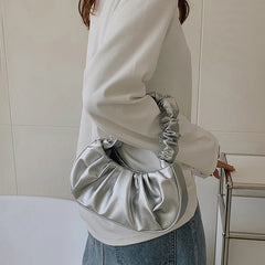 Pleated PU Leather Handbag for Women Cloud Bags Armpit Bag Shoulder Bags