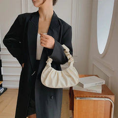 Pleated PU Leather Handbag for Women Cloud Bags Armpit Bag Shoulder Bags