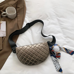 Waterproof PU Leather Puffy Fanny Pack Crossbody Bag for Women