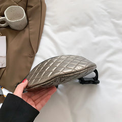 Waterproof PU Leather Puffy Fanny Pack Crossbody Bag for Women