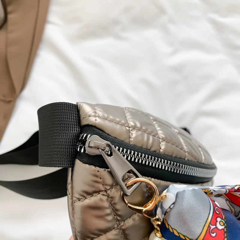 Waterproof PU Leather Puffy Fanny Pack Crossbody Bag for Women