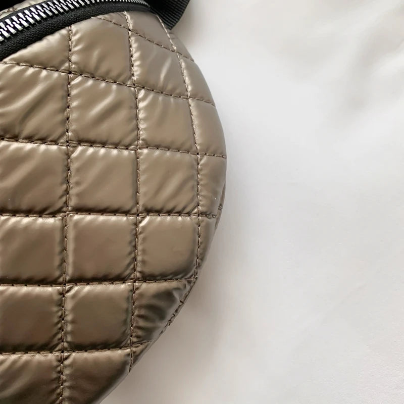 Waterproof PU Leather Puffy Fanny Pack Crossbody Bag for Women