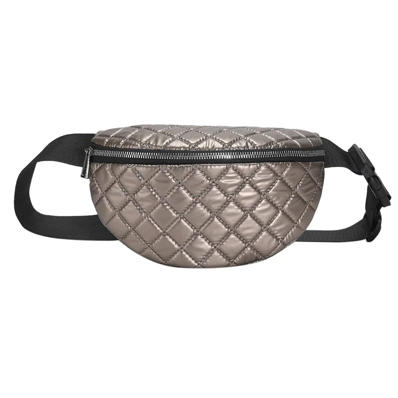 Waterproof PU Leather Puffy Fanny Pack Crossbody Bag for Women