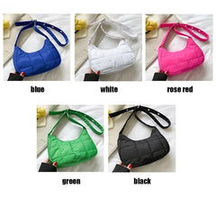 Quilted Tote Lightweight Winter Warm Down Cotton Padded Plaid Shoulder Bags