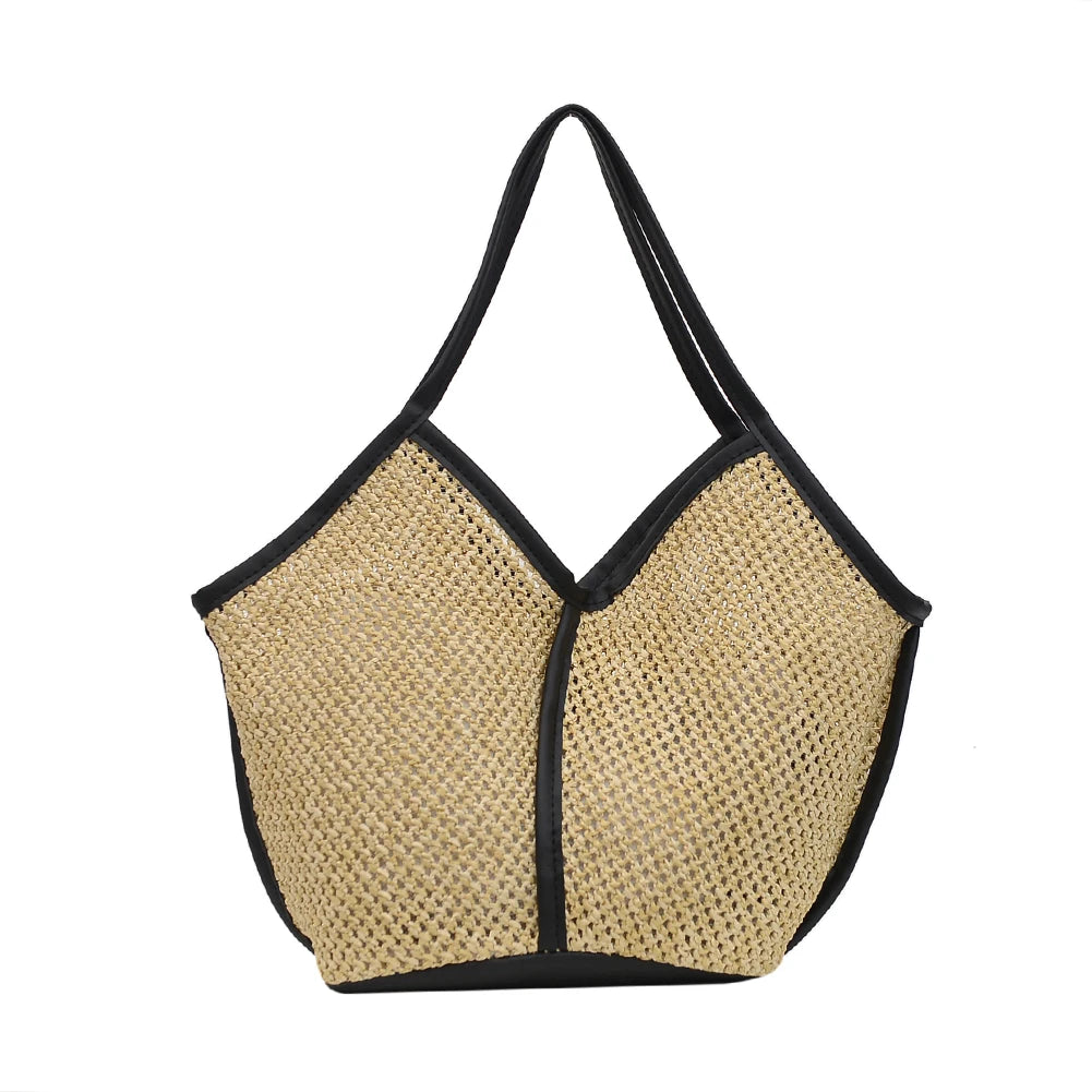Rattan Women Shoulder Bags Straw Woven Handbags Large Beach Totes Purse
