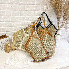 Rattan Women Shoulder Bags Straw Woven Handbags Large Beach Totes Purse
