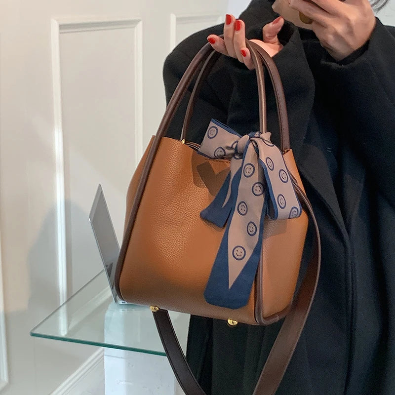 Ribbons Ladies Bucket Bag Crossbody Bags For Women Shoulder Bag