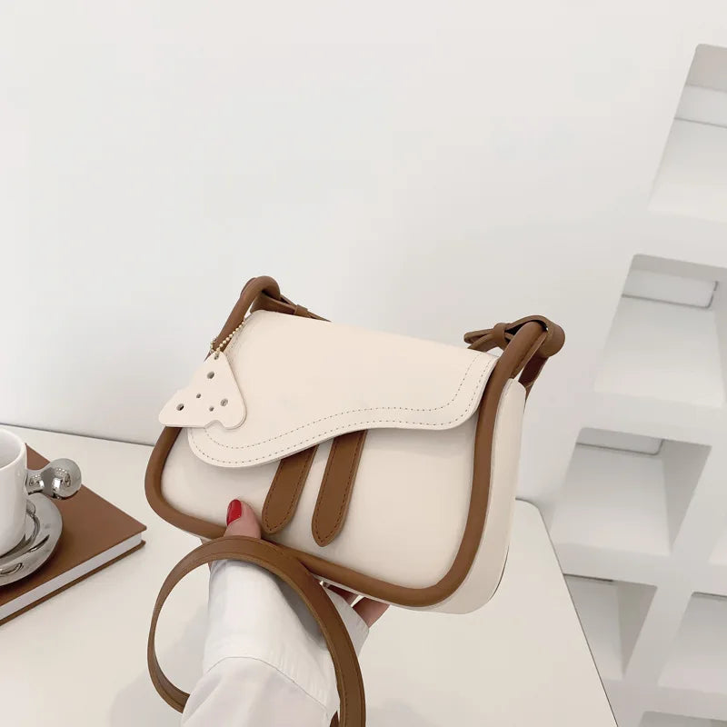 Small Crossbody Shoulder Bag for Women Solid PU Leather