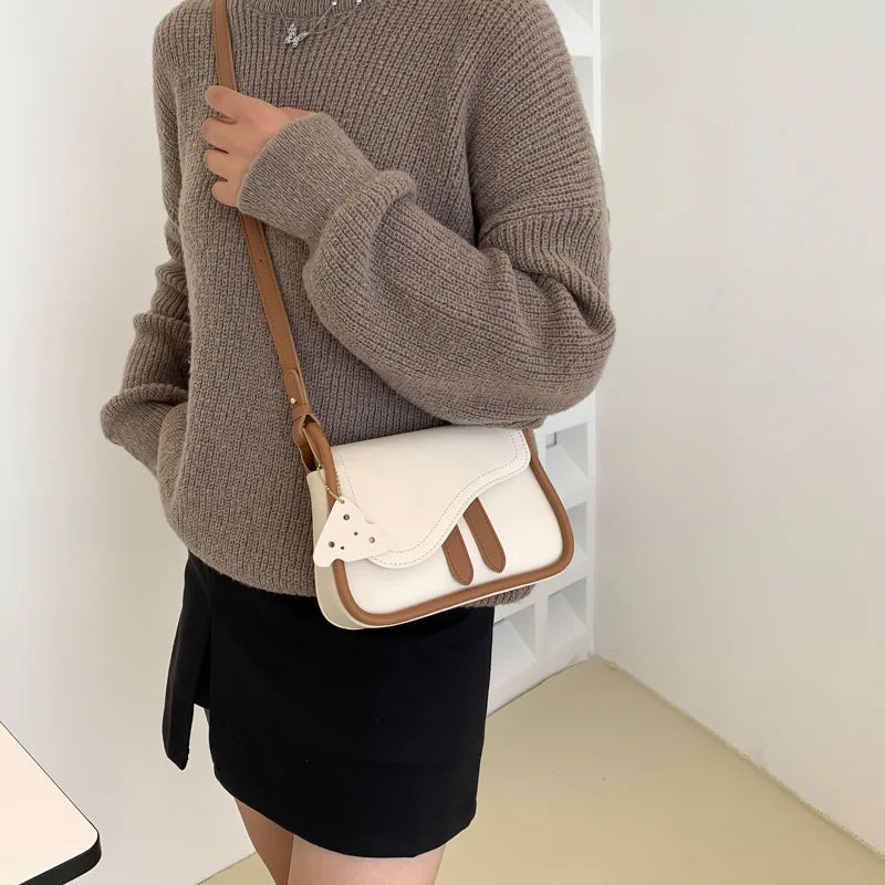 Small Crossbody Shoulder Bag for Women Solid PU Leather