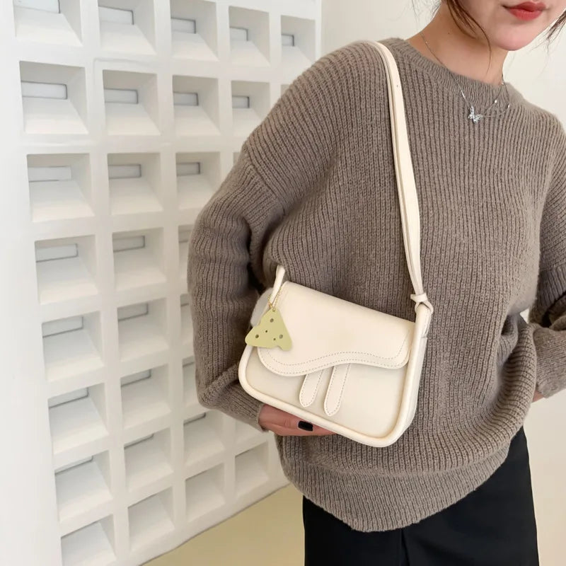 Small Crossbody Shoulder Bag for Women Solid PU Leather