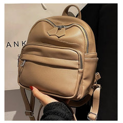 Small Female Backpacks Women Backpack PU Leather Travel Bags Solid Purse Bag