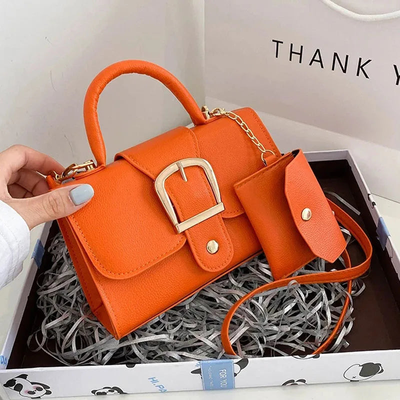 Small Leather Flap Shoulder Bag Crossbody Tote Top Handle Purse