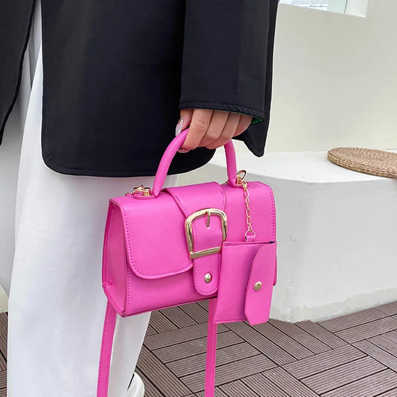 Small Leather Flap Shoulder Bag Crossbody Tote Top Handle Purse