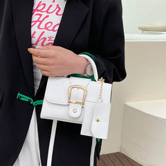 Small Leather Flap Shoulder Bag Crossbody Tote Top Handle Purse