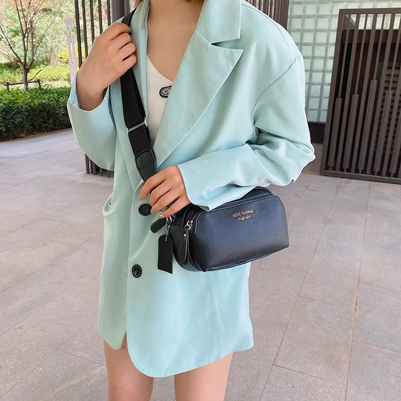 Vintage Double Layer PU Leather Crossbody Sling Bag for Woman