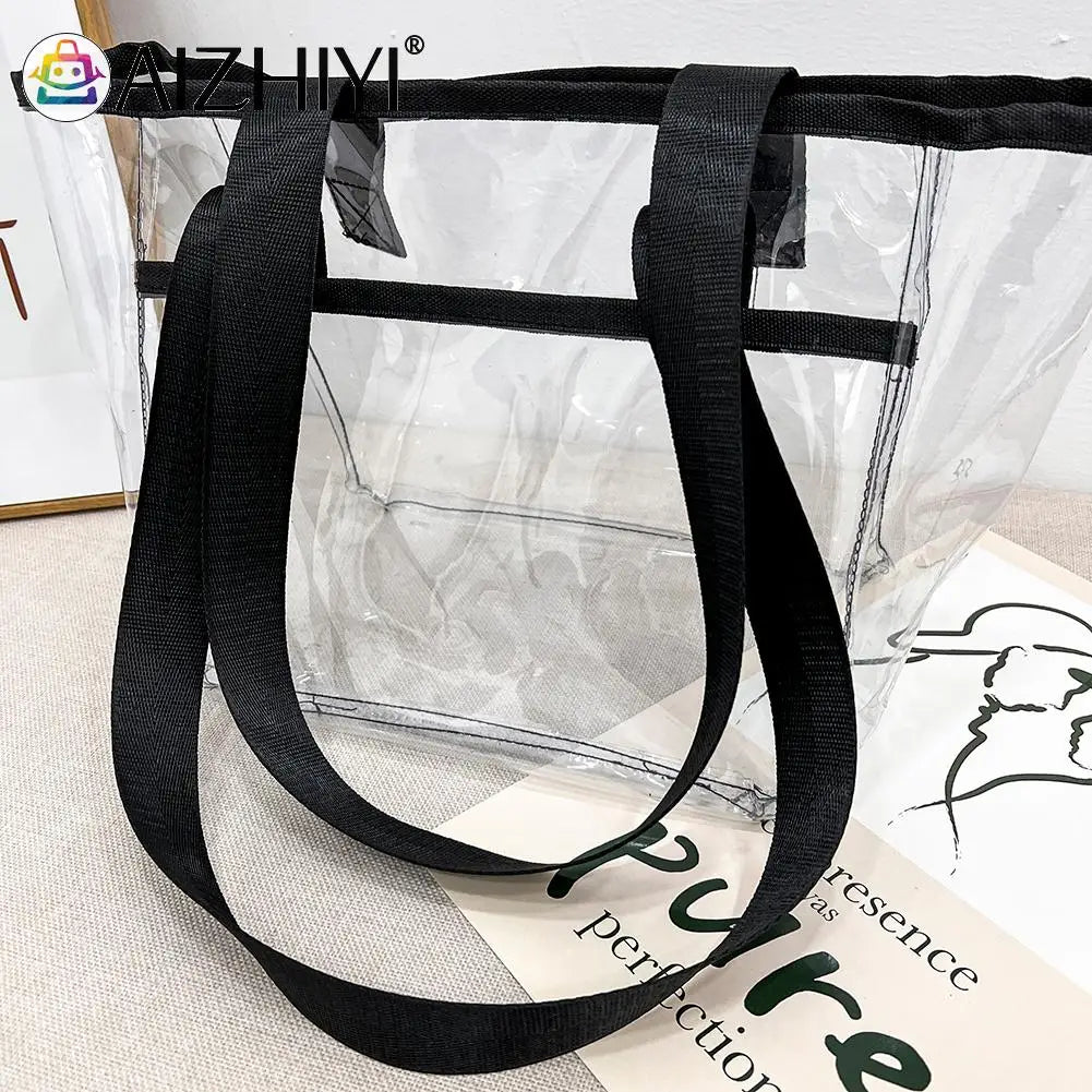 Summer PVC Transparent Handbag Tote Large Capacity Clear Women Shoulder Bag