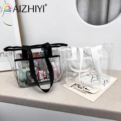 Summer PVC Transparent Handbag Tote Large Capacity Clear Women Shoulder Bag