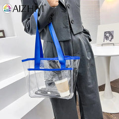 Summer PVC Transparent Handbag Tote Large Capacity Clear Women Shoulder Bag
