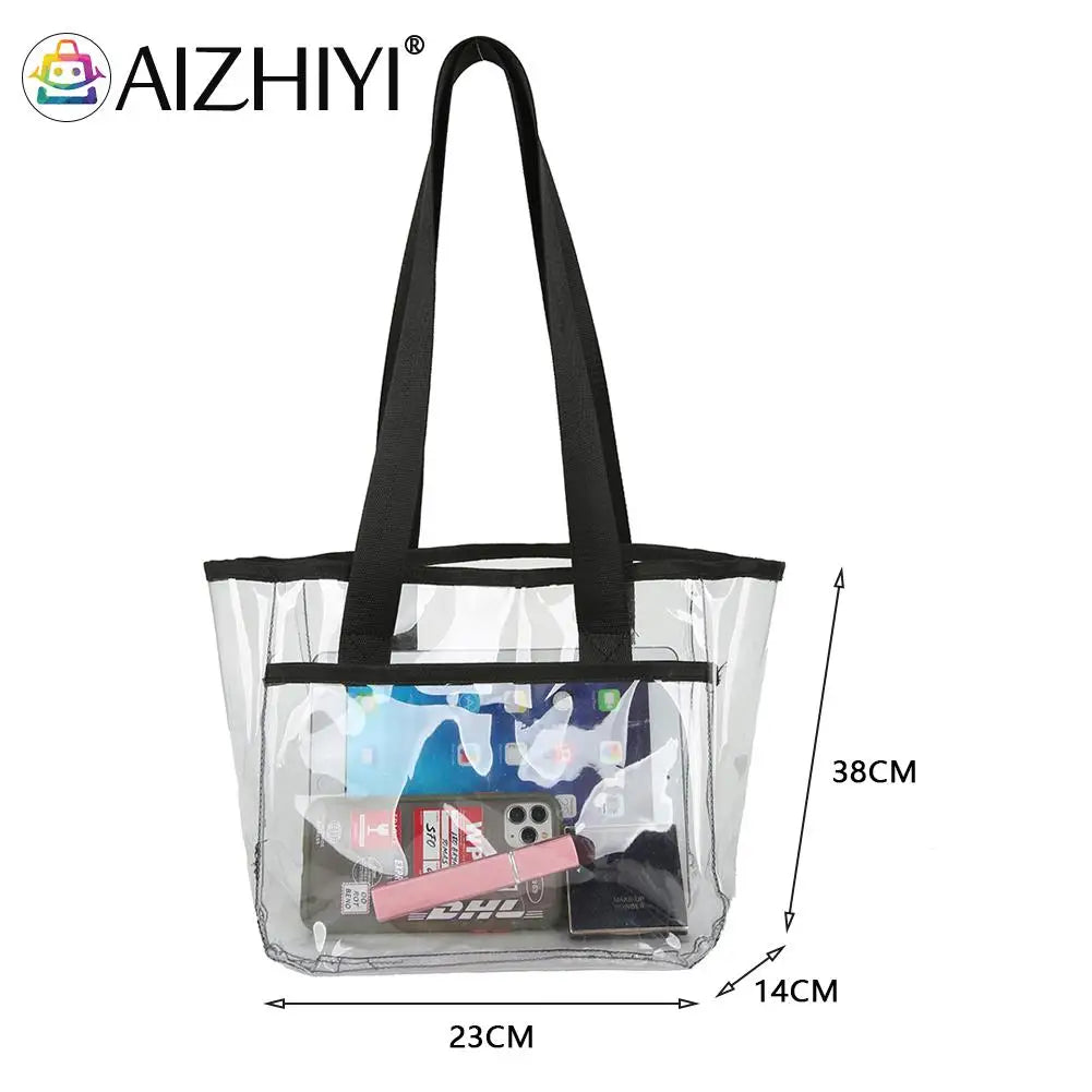 Summer PVC Transparent Handbag Tote Large Capacity Clear Women Shoulder Bag