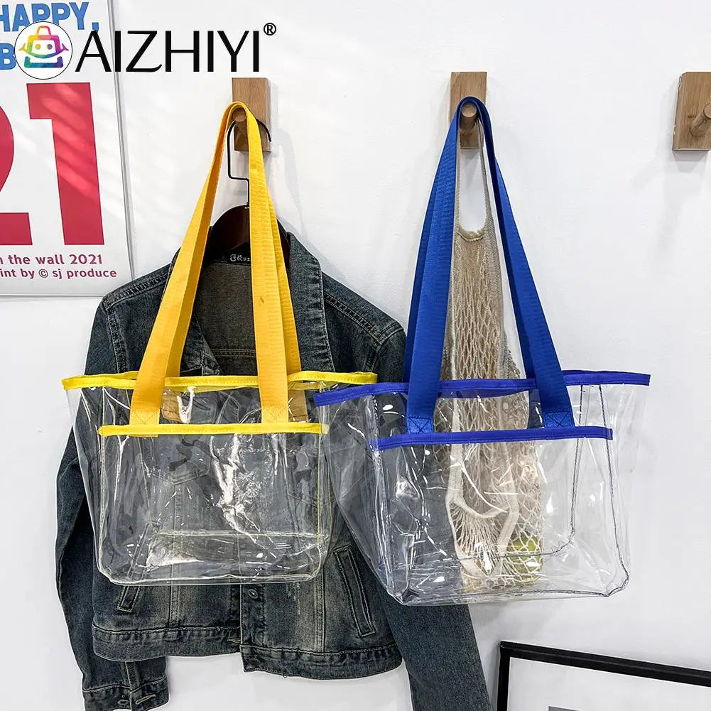 Summer PVC Transparent Handbag Tote Large Capacity Clear Women Shoulder Bag