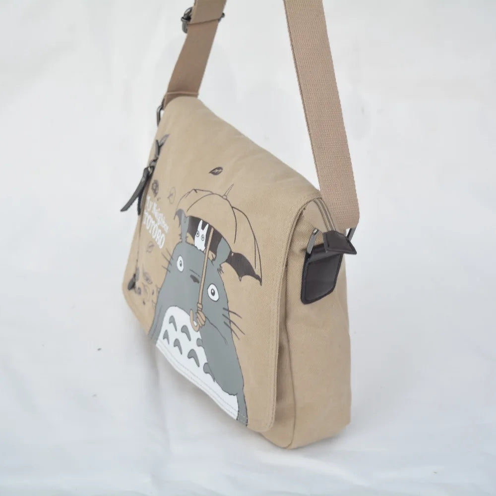 Totoro Crossbody Bag Canvas Shoulder Bag Cartoon Anime Neighbor School Tote Hand
