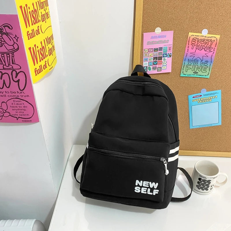 Canvas Schoolbag Women Mochila Teens Girl Bookbag High School Boy Student Rucksa