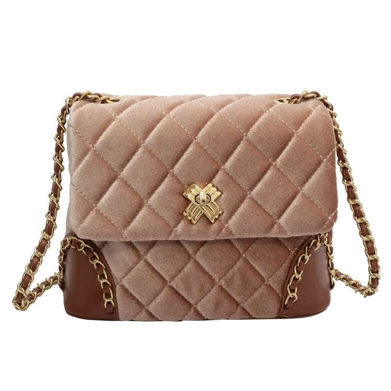 Vintage Suede Chain Crossbody Shoulder Bag Women Ladies Handbag