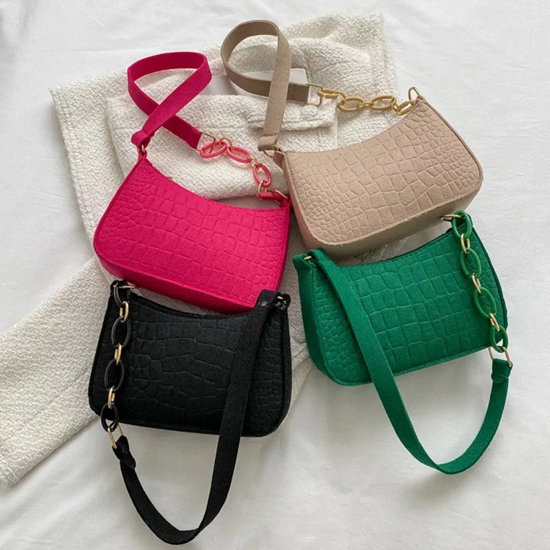 Vintage Women Handbags Underarm Bag Casual Female Advanced Texture Armpit Handba