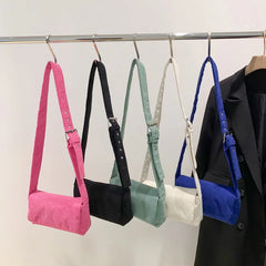 Wide Shoulder Corduroy Square Bag with Literary Style Strap