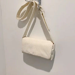 Wide Shoulder Corduroy Square Bag with Literary Style Strap