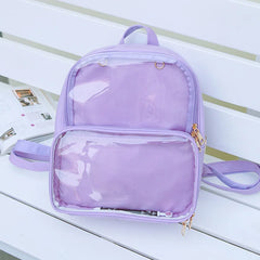 Transparent Student Bags Versatile Leather Backpack Women Travel Bag