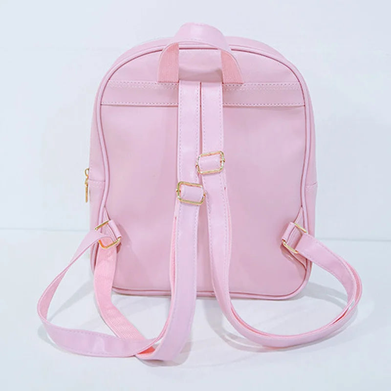 Transparent Student Bags Versatile Leather Backpack Women Travel Bag